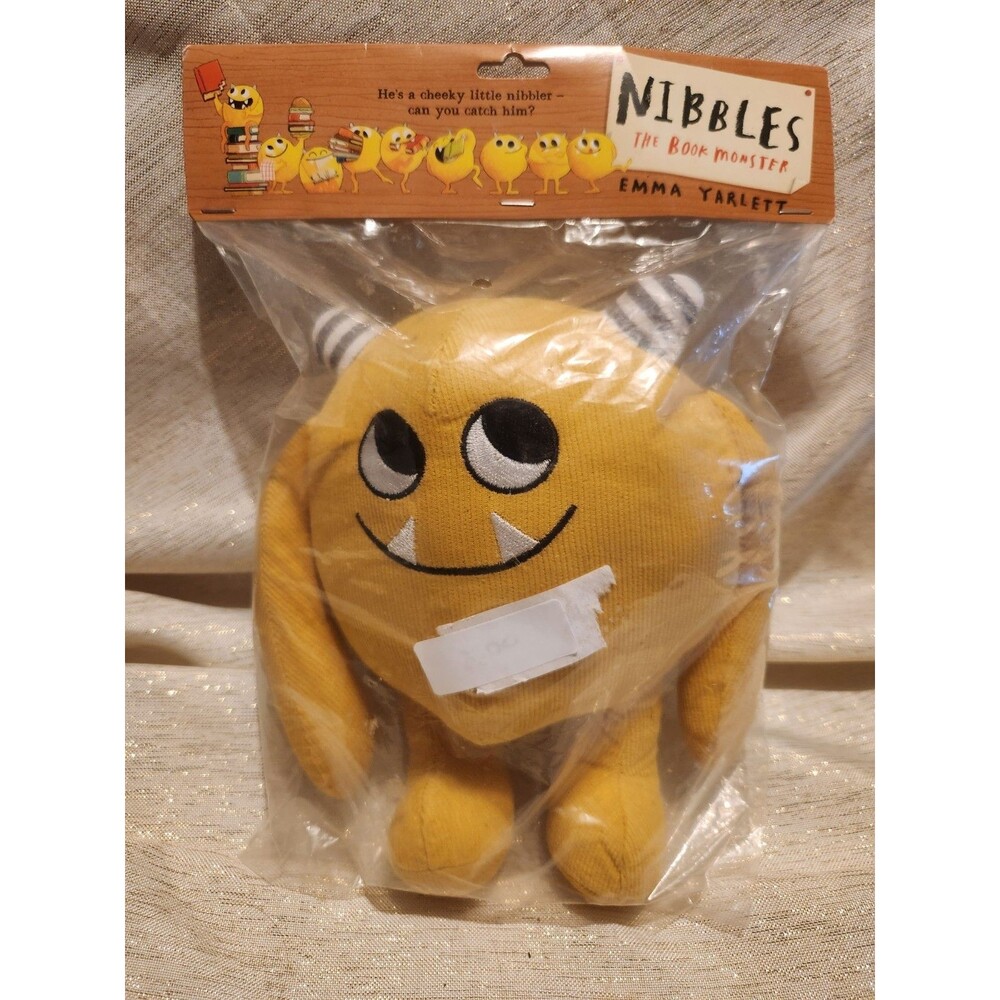 Nibbles The Book Monster 9" Yellow Stuffed Animal Plush Toy Emma Yarlett NEW